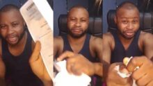 “I regret going to school, it didn’t help me” – Man expresses frustration as he angrily tears his school certificates