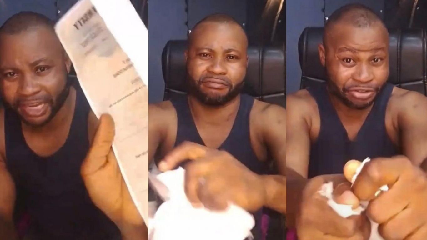 “I regret going to school, it didn’t help me” – Man expresses frustration as he angrily tears his school certificates