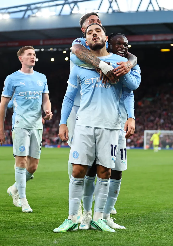 EPL: Manchester City dismantle 10-man Liverpool in emphatic Anfield victory